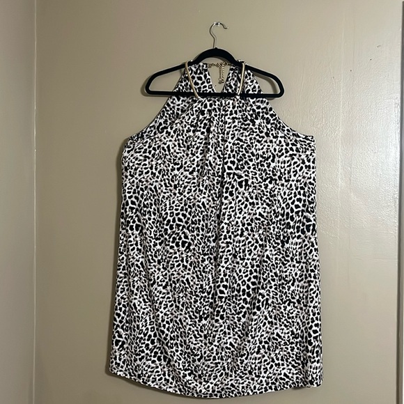 Calvin Klein Dress Sz 2X Halter with Gold Detail Leopard Print Flowy Feminine - Picture 1 of 6